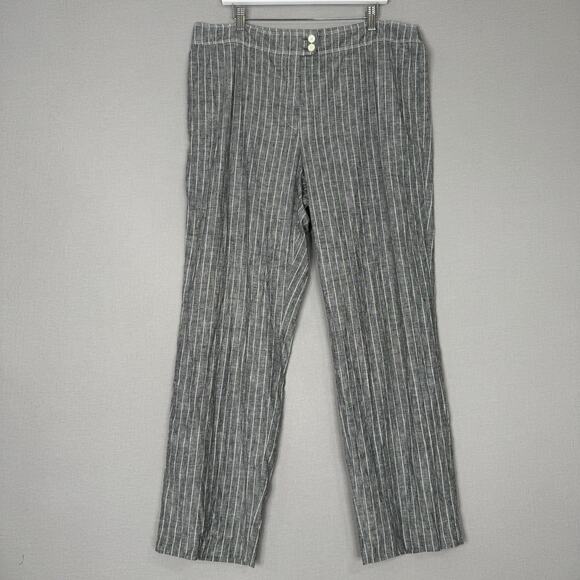 Gerry Weber Womens Pants 18 Blue 100% Linen Striped Trouser Beachy Nautical - Picture 1 of 14